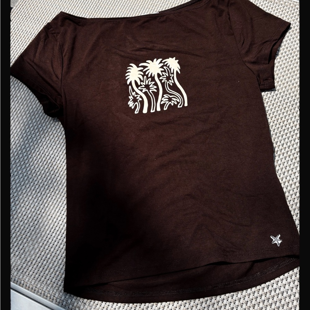 Brown T-Shirt with Palm Tree Design